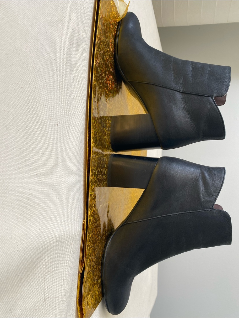 See By Chloé Black Leather Ankle Boots with Gold Rings - Picture 9 of 10